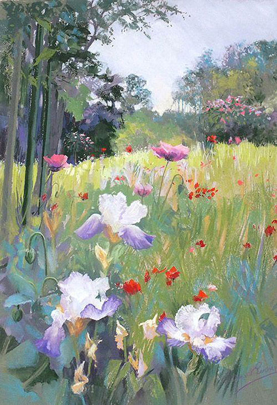 Wildflower meadow landscape flowers wall decor textured Oil Paintings